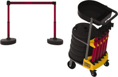 Banner Stakes - 42-1/2" High Plastic Pedestrian Barrier - 15' Long Rope - Exact Tooling