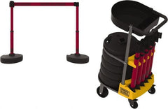 Banner Stakes - 42-1/2" High Plastic Pedestrian Barrier - 15' Long Rope - Exact Tooling