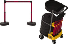 Banner Stakes - 42-1/2" High Plastic Pedestrian Barrier - 15' Long Rope - Exact Tooling