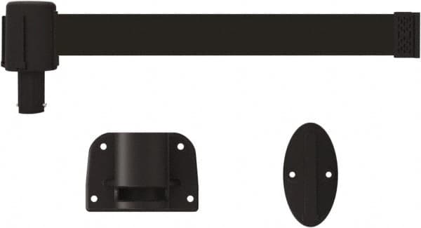 Banner Stakes - 6.61" High x 15' Long x 2" Wide Wall Mount Barrier - Plastic & Polyester, Matte Finish, Black, Used As Is - Exact Tooling