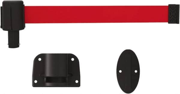 Banner Stakes - 6.61" High x 15' Long x 2" Wide Wall Mount Barrier - Plastic & Polyester, Matte Finish, Red, Used As Is - Exact Tooling