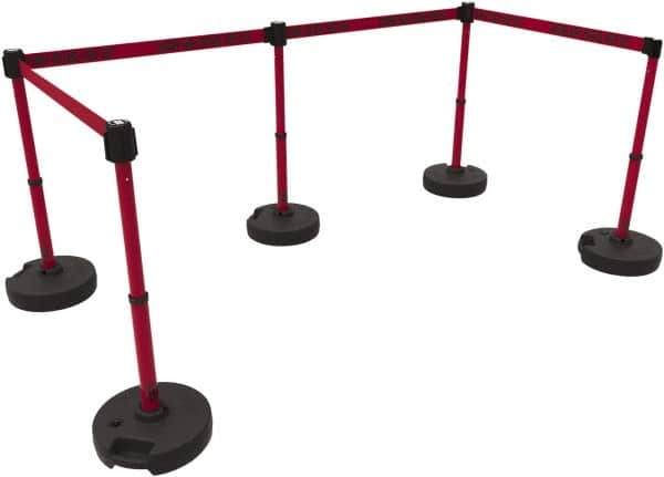 Banner Stakes - 42" High Plastic Pedestrian Barrier - 15' Long Rope - Exact Tooling