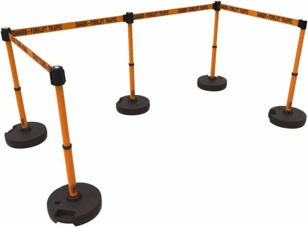 Banner Stakes - 42" High Plastic Pedestrian Barrier - 15' Long Rope - Exact Tooling