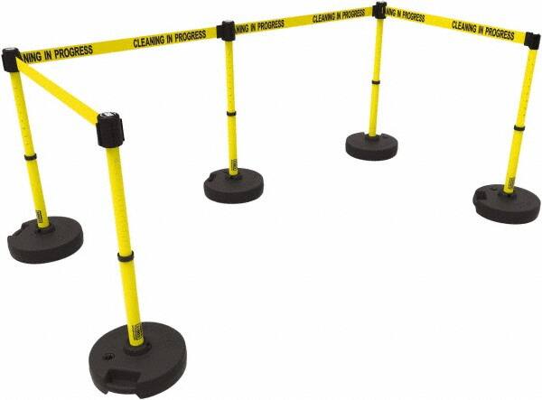 Banner Stakes - 42" High Plastic Pedestrian Barrier - 15' Long Rope - Exact Tooling