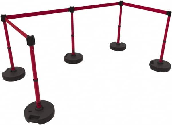 Banner Stakes - 42" High Plastic Pedestrian Barrier - 15' Long Rope - Exact Tooling