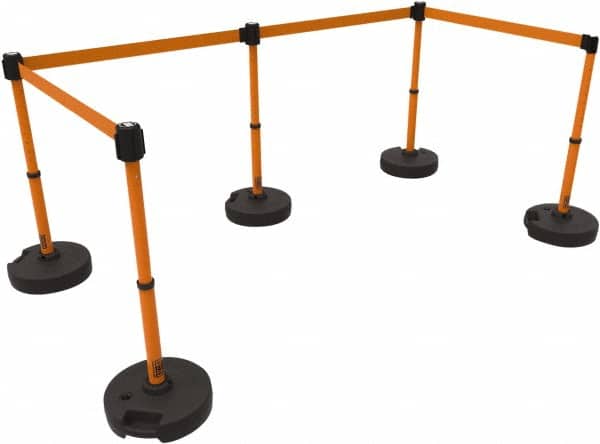 Banner Stakes - 42" High Plastic Pedestrian Barrier - 15' Long Rope - Exact Tooling