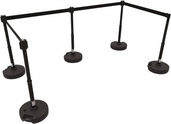 Banner Stakes - 42" High Plastic Pedestrian Barrier - 15' Long Rope - Exact Tooling