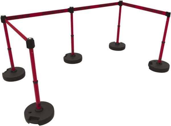 Banner Stakes - 42" High Plastic Pedestrian Barrier - 15' Long Rope - Exact Tooling