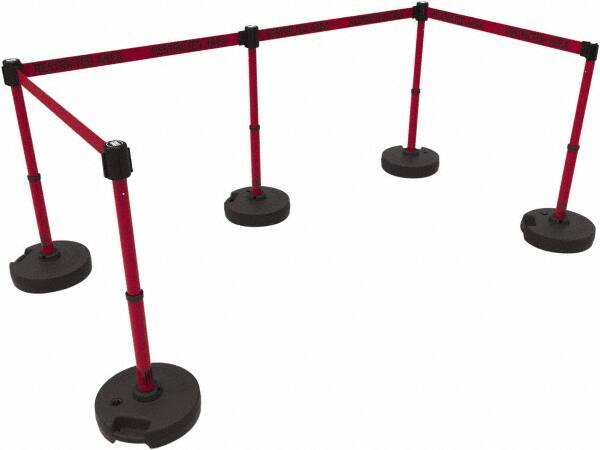 Banner Stakes - 42" High Plastic Pedestrian Barrier - 15' Long Rope - Exact Tooling