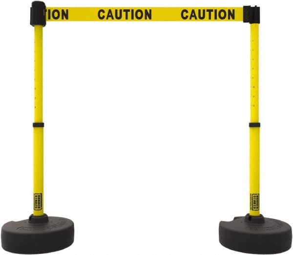 Banner Stakes - 42" High Plastic Pedestrian Barrier - 15' Long Rope - Exact Tooling
