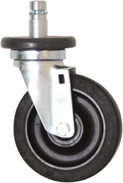 Eagle MHC - 5" Diam x 1-1/4" Wide x 8-1/4" OAH Stem Mount Swivel Caster - Rubber, 300 Lb Capacity, Plain Bearing, 1" Round Stem - Exact Tooling