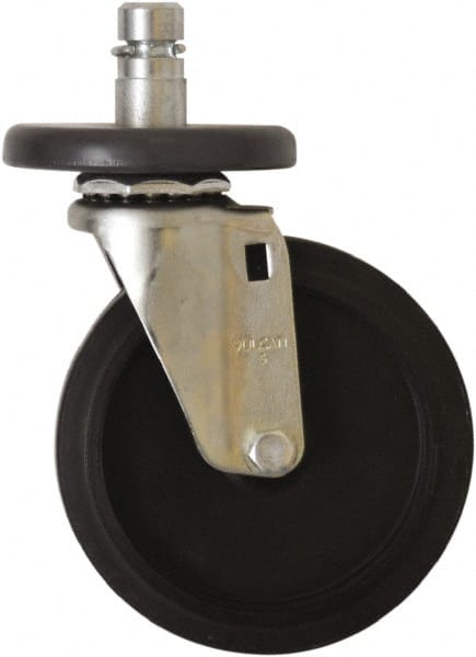 Eagle MHC - 5" Diam x 1" Wide x 7-3/4" OAH Stem Mount Swivel Caster - Rubber, 125 Lb Capacity, Plain Bearing, 1" Round Stem - Exact Tooling