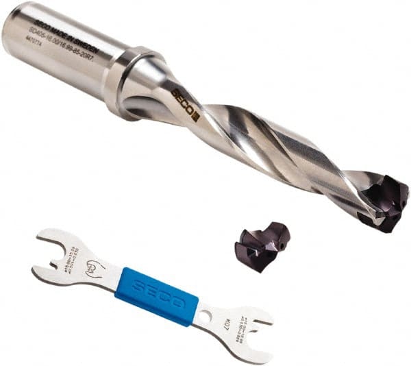 Seco - 17 to 18mm Diam, 3xD, 50mm Max Depth, 3/4" Shank Diam, 132.6mm OAL, Replaceable Tip Drill - SD400 Insert, 17.463 Seat Size, SD403 Toolholder, Series Crownloc Plus - Exact Tooling