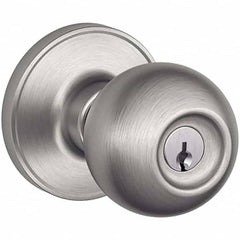 Schlage - 1-3/8 to 1-3/4" Door Thickness, Satin Stainless Steel Entry Knob Lockset - Exact Tooling