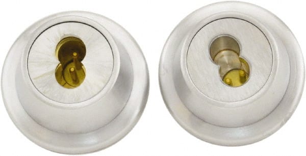 Stanley - 1-5/8 to 1-3/4" Door Thickness, Satin Chrome Finish, Double Cylinder Deadbolt - Nonhanded Handling, Key Override, 5 Pin Brass Cylinder - Exact Tooling