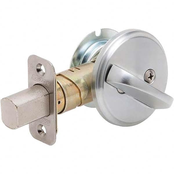 Schlage - 1-5/8 to 1-3/4" Door Thickness, Satin Chrome Finish, One Sided Deadbolt - Exact Tooling