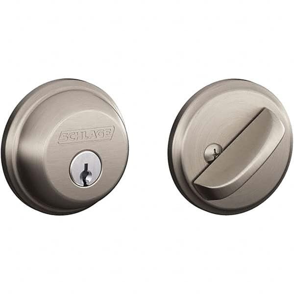Schlage - 1-5/8 to 1-3/4" Door Thickness, Satin Stainless Steel Finish, Single Cylinder Deadbolt - Exact Tooling