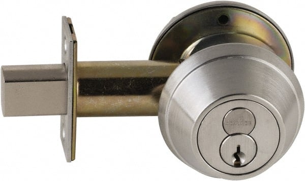 Schlage - 1-5/8 to 1-3/4" Door Thickness, Satin Nickel Finish, Single Cylinder Deadbolt - Exact Tooling