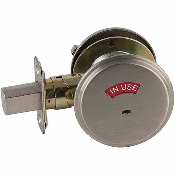 Schlage - 1-5/8 to 1-3/4" Door Thickness, Satin Chrome Finish, Occupancy Indicator Deadbolt - Exact Tooling