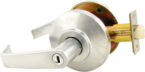 Stanley - Grade 2 Privacy Lever Lockset for 1-3/8 to 2" Thick Doors - 2-3/4" Back Set, No Cylinder, Brass, Satin Chrome Finish - Exact Tooling