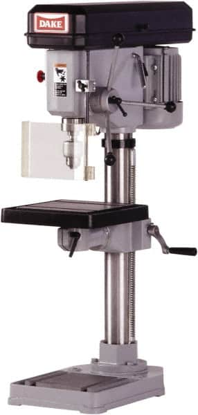 Dake - 14-1/8" Swing, Step Pulley Drill Press - 9 Speed, 1/2 hp, Single Phase - Exact Tooling