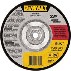 DeWALT - 7" Wheel Diam, 3/32" Wheel Thickness, 5/8" Arbor Hole, Type 27 Depressed Center Wheel - Fine/Coarse Grade, Ceramic, 8,700 Max RPM - Exact Tooling