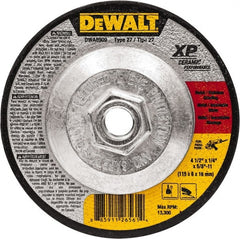 DeWALT - 4-1/2" Wheel Diam, 1/4" Wheel Thickness, 5/8" Arbor Hole, Type 27 Depressed Center Wheel - Fine/Coarse Grade, Ceramic, 13,300 Max RPM - Exact Tooling