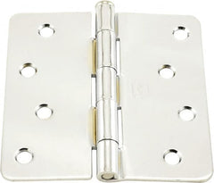 Hager - 4" Wide x 4" High 1/4 Radius Residential Hinge - Round Edge, Steel, Bright Chrome Finish - Exact Tooling