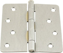 Hager - 4" Wide x 4" High 1/4 Radius Residential Hinge - Round Edge, Steel, Satin Chrome Finish - Exact Tooling