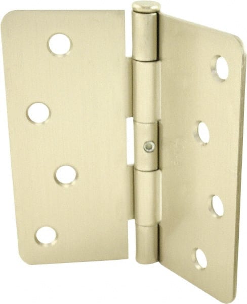 Hager - 4" Wide x 4" High 1/4 Radius Residential Hinge - Round Edge, Steel, Satin Nickel Finish - Exact Tooling
