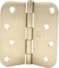 Hager - 4" Wide x 4" High 5/8 Radius Residential Hinge - Round Edge, Steel, Satin Nickel Finish - Exact Tooling