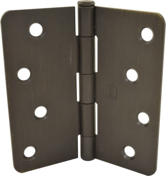 Hager - 4" Wide x 4" High 1/4 Radius Residential Hinge - Round Edge, Steel, Bronze Finish - Exact Tooling