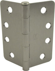 Hager - 4" Wide x 4" High 1/4 Radius Residential Hinge - Round Edge, Steel, Satin Chrome Finish - Exact Tooling