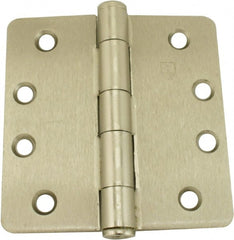 Hager - 4" Wide x 4" High 1/4 Radius Residential Hinge - Round Edge, Steel, Satin Nickel Finish - Exact Tooling