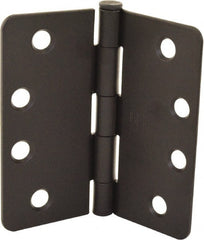 Hager - 4" Wide x 4" High 1/4 Radius Residential Hinge - Round Edge, Steel, Flat Black Finish - Exact Tooling