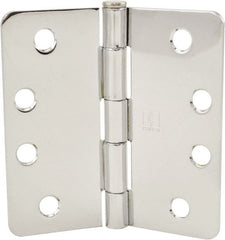 Hager - 4" Wide x 4" High 1/4 Radius Residential Hinge - Round Edge, Steel, Bright Chrome Finish - Exact Tooling