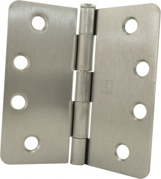 Hager - 4" Wide x 4" High 1/4 Radius Residential Hinge - Round Edge, Steel, Satin Chrome Finish - Exact Tooling