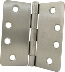 Hager - 4" Wide x 4" High 1/4 Radius Residential Hinge - Round Edge, Steel, Satin Chrome Finish - Exact Tooling
