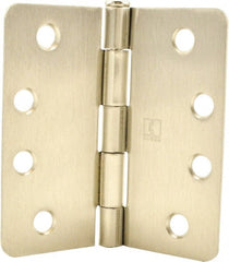 Hager - 4" Wide x 4" High 1/4 Radius Residential Hinge - Round Edge, Steel, Satin Nickel Finish - Exact Tooling