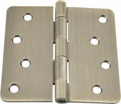 Hager - 4" Wide x 4" High 1/4 Radius Residential Hinge - Round Edge, Steel, Nickel Finish - Exact Tooling