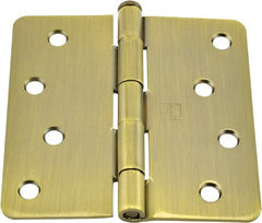 Hager - 4" Wide x 4" High 1/4 Radius Residential Hinge - Round Edge, Steel, Antique Brass Finish - Exact Tooling