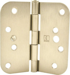 Hager - 4" Wide x 4" High 5/8 Radius Residential Hinge - Round Edge, Steel, Satin Nickel Finish - Exact Tooling