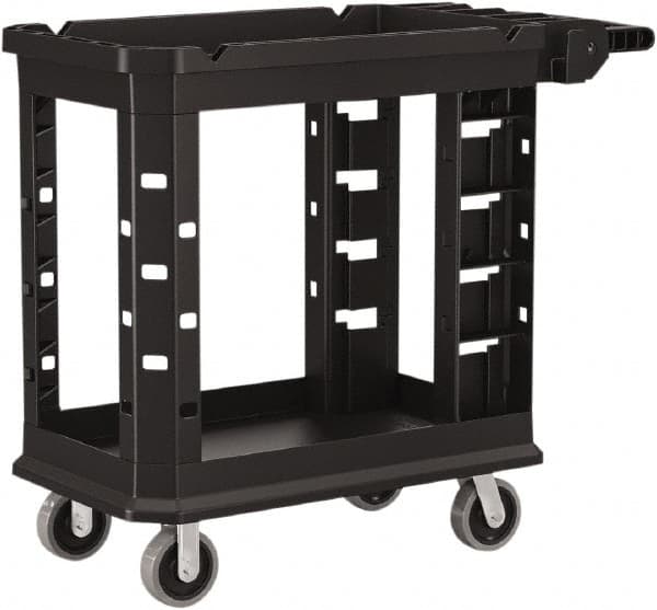 Suncast - 500 Lb Capacity, 19-1/2" Wide x 34-13/16" Long x 41-25/32" High Standard Utility Cart - 2 Shelf, Structural Foam, 2 Swivel, 2 Fixed/Locking Casters - Exact Tooling