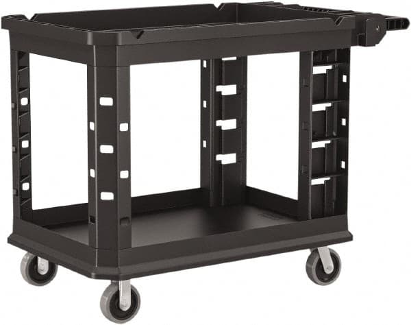 Suncast - 500 Lb Capacity, 26-1/2" Wide x 47-25/32" Long x 34-13/16" High Standard Utility Cart - 2 Shelf, Structural Foam, 2 Swivel, 2 Fixed/Locking Casters - Exact Tooling