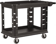 Suncast - 500 Lb Capacity, 26-1/2" Wide x 47-25/32" Long x 34-13/16" High Standard Utility Cart - 2 Shelf, Structural Foam, 2 Swivel, 2 Fixed/Locking Casters - Exact Tooling
