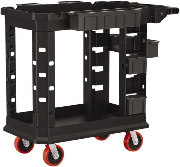 Suncast - 500 Lb Capacity, 19-1/2" Wide x 34-13/16" Long x 41-25/32" High Standard Utility Cart - 2 Shelf, Structural Foam, 4 Swivel Casters - Exact Tooling