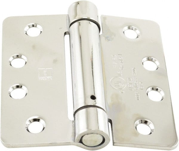 Hager - 4" Wide x 4" High Standard Weight Ball Bearing Residential Hinge - Round Edge, Steel, Bright Chrome Finish - Exact Tooling