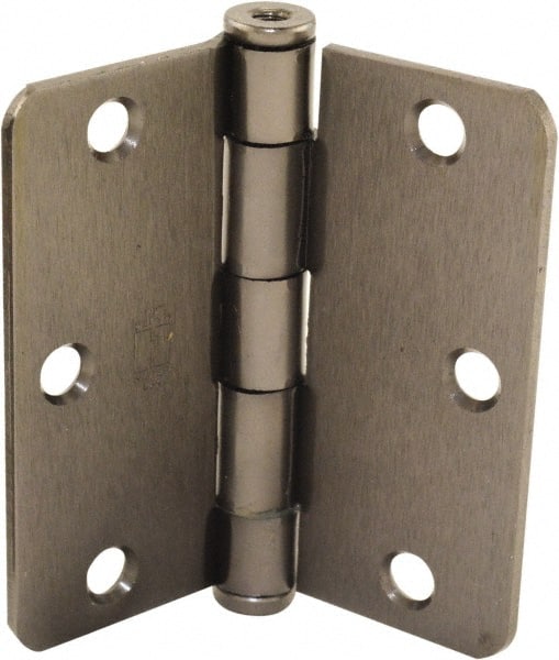 Hager - 3-1/2" Wide x 3-1/2" High Standard Weight Plain Bearing Residential Hinge - Round Edge, Steel, Black Nickel Finish - Exact Tooling