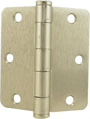 Hager - 3-1/2" Wide x 3-1/2" High Standard Weight Plain Bearing Residential Hinge - Round Edge, Steel, Satin Nickel Finish - Exact Tooling