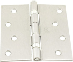 Hager - 4" Wide x 4" High Standard Weight Ball Bearing Residential Hinge - Square Edge, Steel, Satin Chrome Finish - Exact Tooling